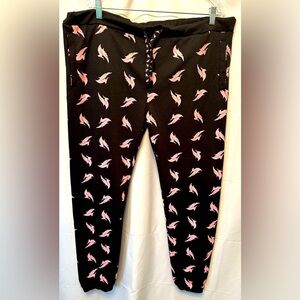 Illenium Sweatpants Joggers Size XL Black Pink Logos Drawstring Cotton 30 Inseam